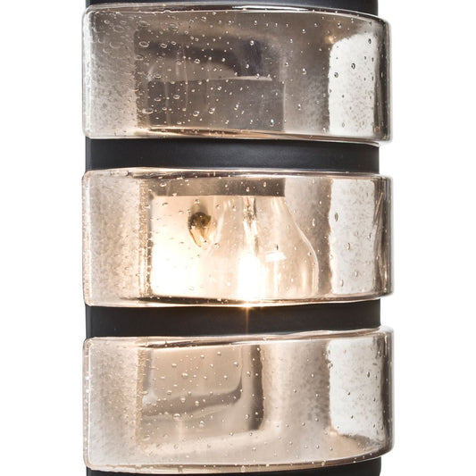 Besa Aqua Ribbed Horizontal wall sconce, Smoke Bubble, close view
