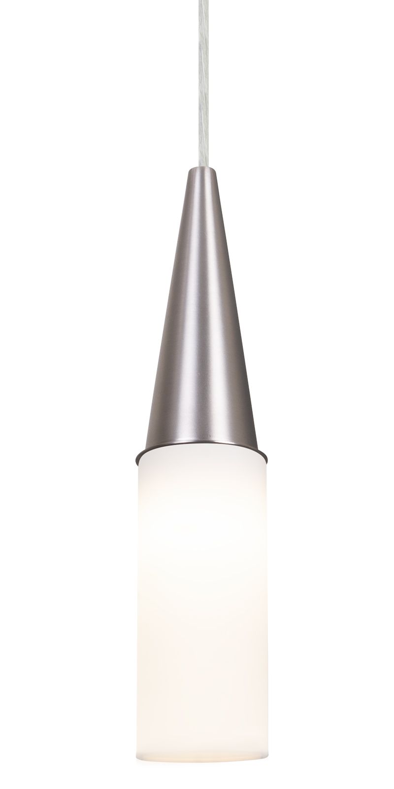 Besa Metro 12 cord pendant, opal matte glass and metal cone, close view