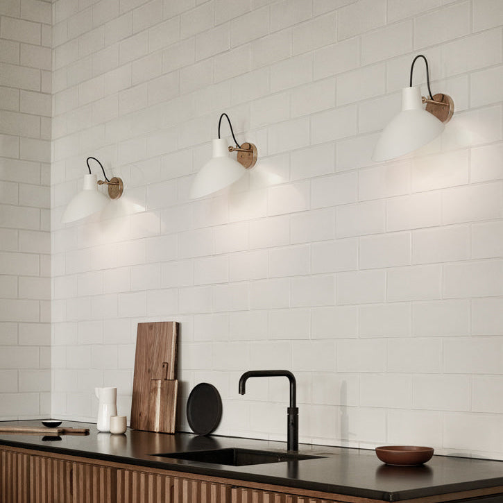 VV Cinquanta Wall by Astep — three white reflectors over a kitchen counter