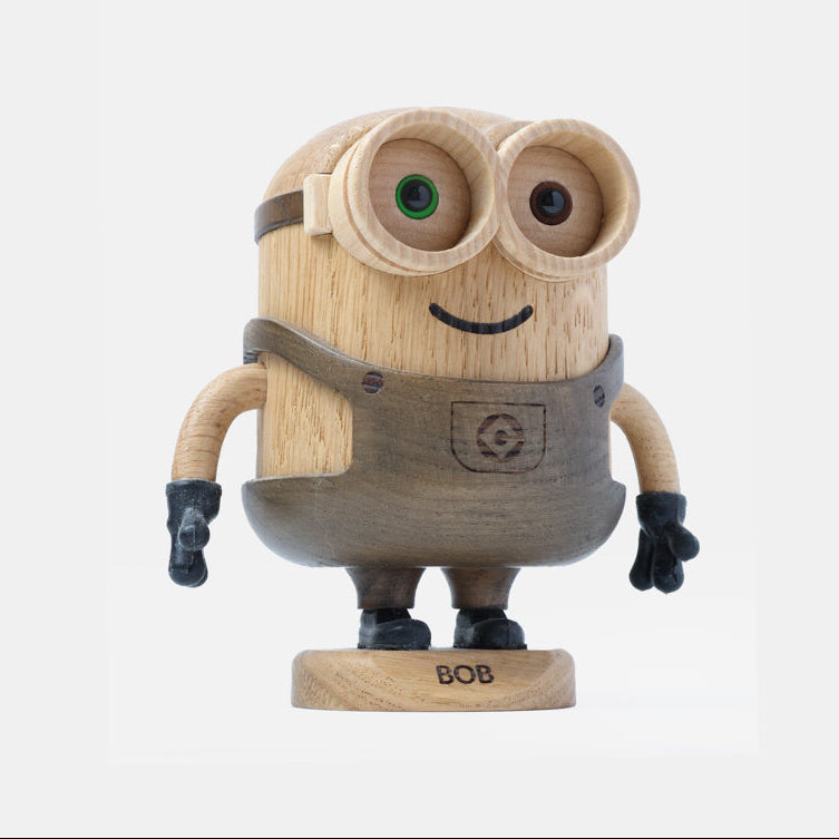 Boyhood Minions Bob wooden figure in oak & smoked oak, Large (image 2)