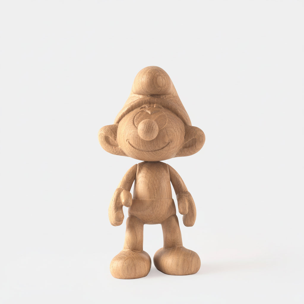 Boyhood Smurfs Smurf wooden figure in oak, Small (image 1)