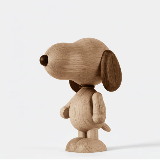 Boyhood Peanuts Snoopy wooden figure in oak & smoked oak, Small (image 1)