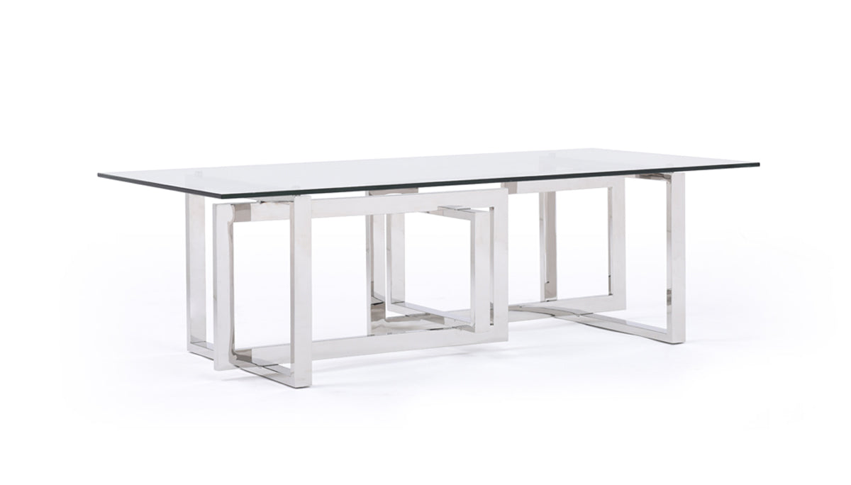 Modrest Valiant Modern Glass and Stainless Steel Coffee Table