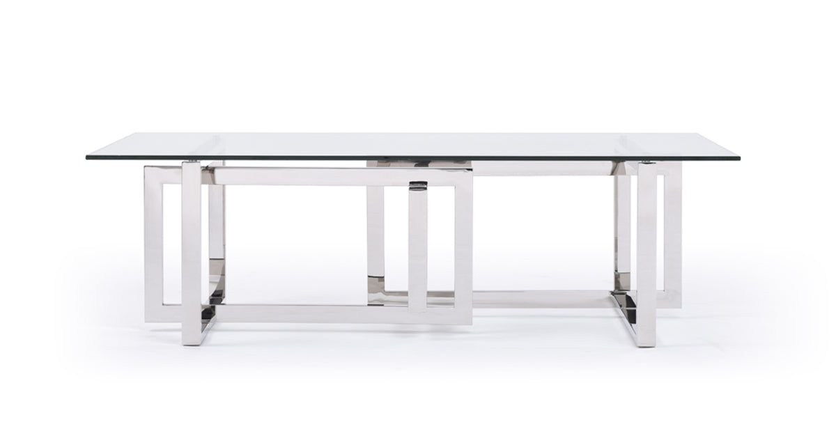 Modrest Valiant Modern Glass and Stainless Steel Coffee Table