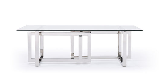 Modrest Valiant Modern Glass and Stainless Steel Coffee Table