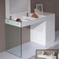 Volare Modern White Floating Glass Vanity with Mirror