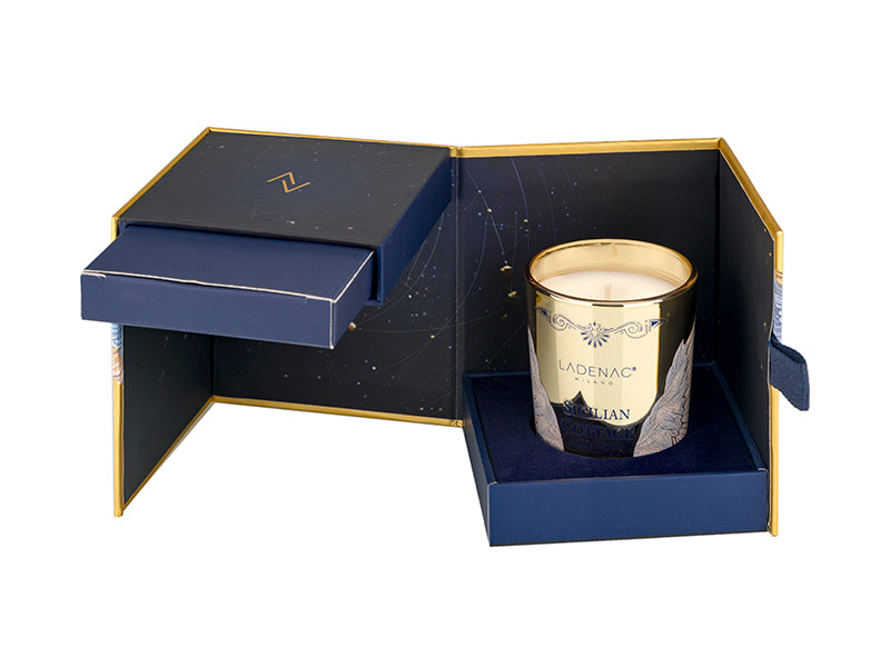 Sicilian Cottage 75 g carousel candle by Ladenac Milano, candle in its blue gift box
