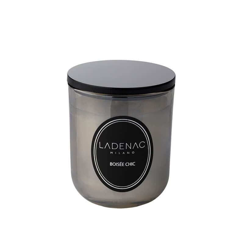 Urban Senses 200 g scented candle by Ladenac Milano, silver-grey candle with its Bakelite lid
