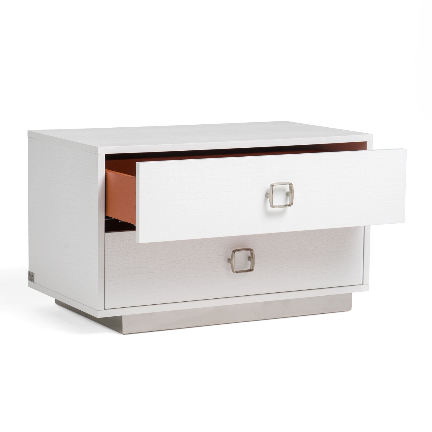 A&X Victoria Modern White Crocodile Nightstand