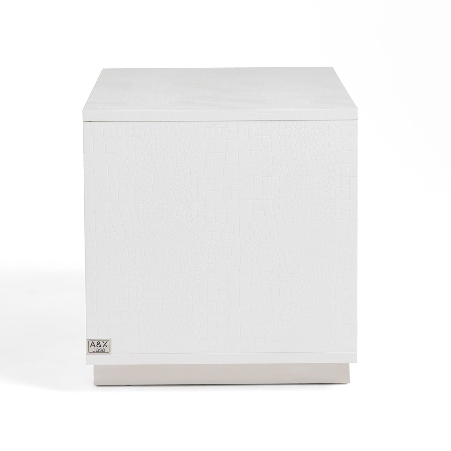 A&X Victoria Modern White Crocodile Nightstand