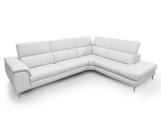 Lamod Italia Viola Italian Contemporary Grey Leather Right Facing Sectional Sofa