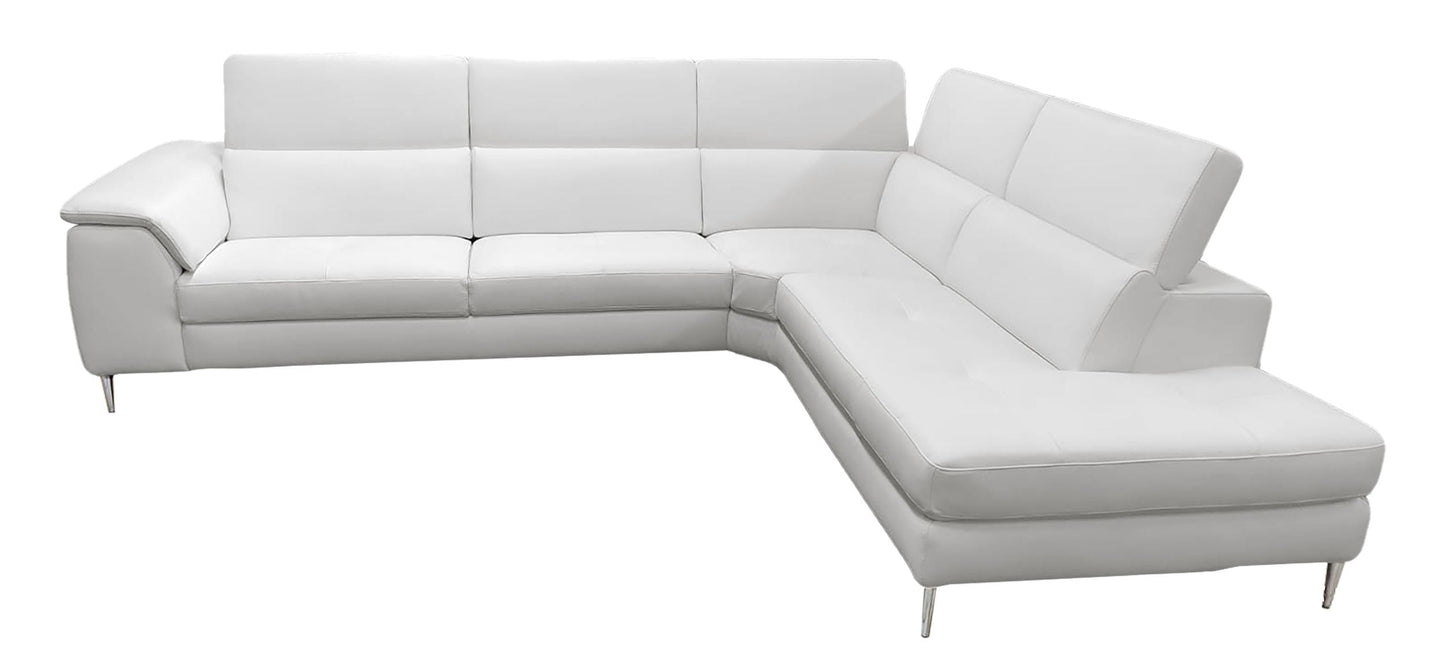 Lamod Italia Viola Italian Contemporary Grey Leather Right Facing Sectional Sofa