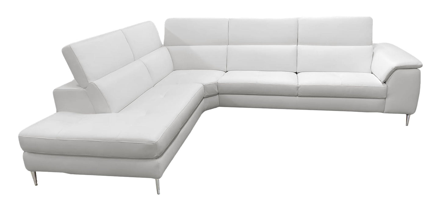 Lamod Italia Viola Italian Contemporary Grey Leather Left Facing Sectional Sofa
