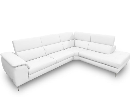 Lamod Italia Viola Italian Contemporary White Leather Right Facing Sectional Sofa