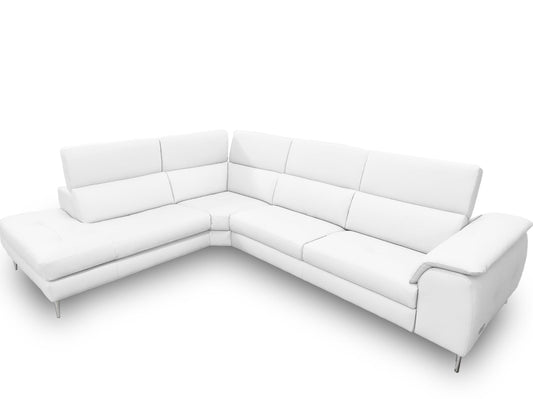 Lamod Italia Viola Italian Contemporary White Leather Left Facing Sectional Sofa