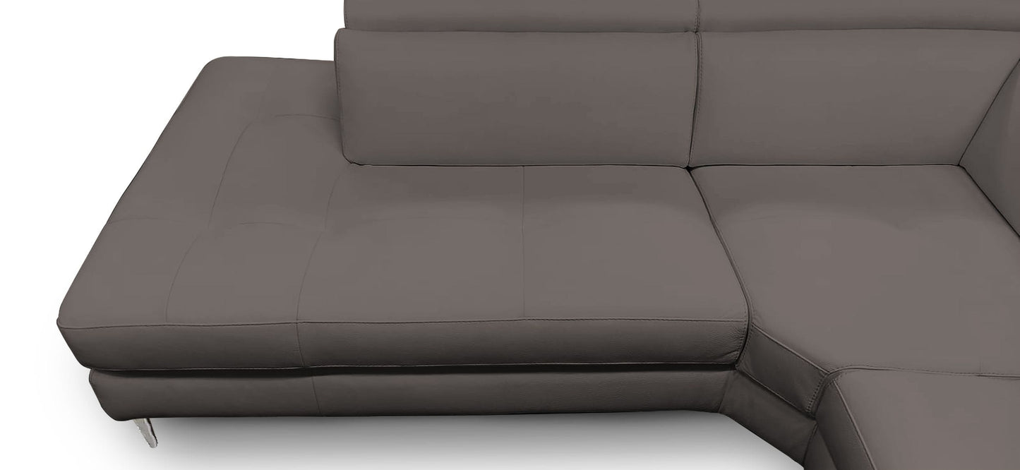 Lamod Italia Viola Italian Contemporary Grey Leather Left Facing Sectional Sofa