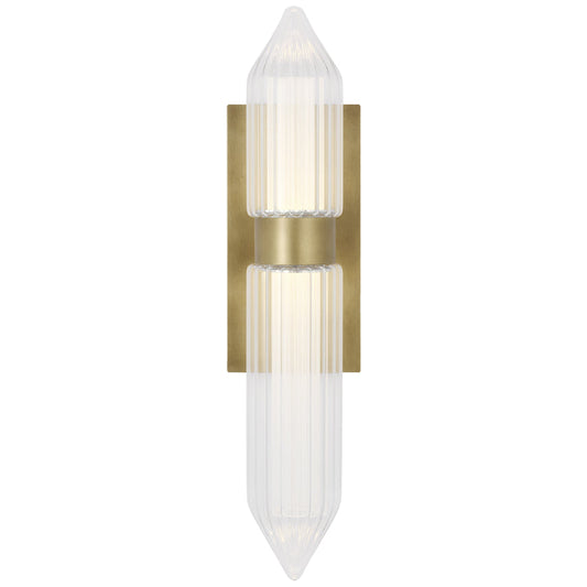 Visual Comfort Langston 18In Led Wall Sconce Crystal Brass Plated Brass