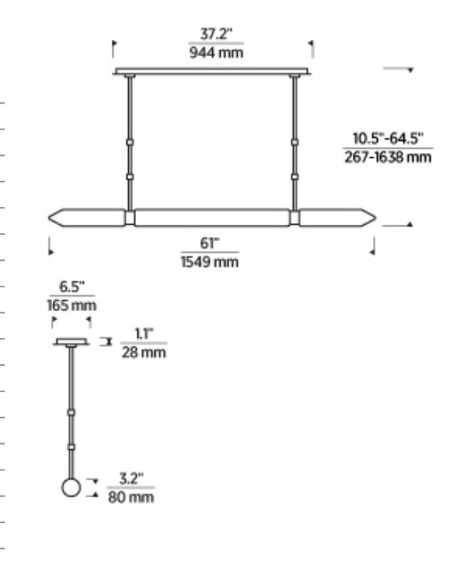 Langston 61-inch Linear Crystal LED Chandelier by Visual & Comfort & Co