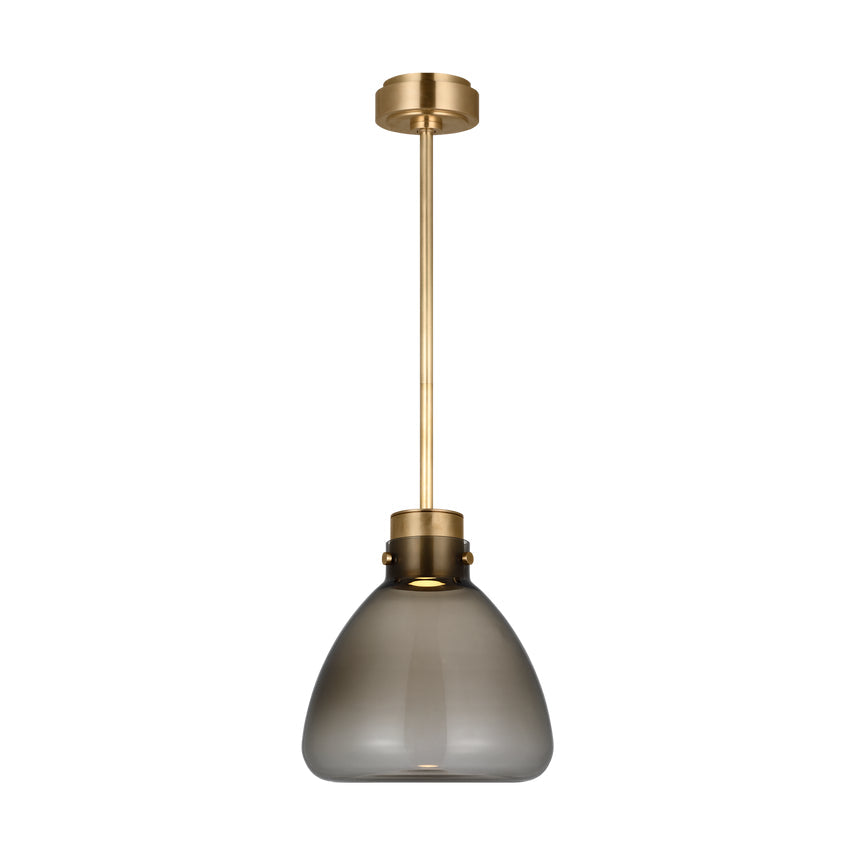 Morgan 12-inch LED Pendant Light Bronze Brass Clear Smoked Glass by Visual & Comfort & Co