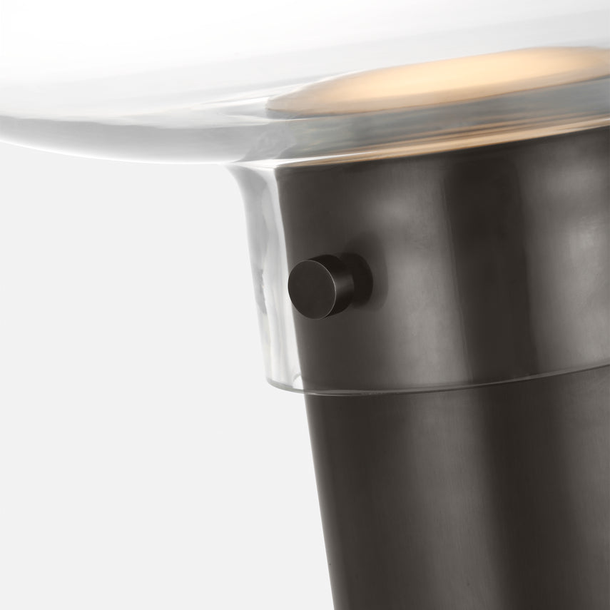 Visual Comfort Morgan 16 Inch Dimmable Led Table Lamp HAND-RUBBED ANTIQUE BRASS WITH SMOKE GLASS