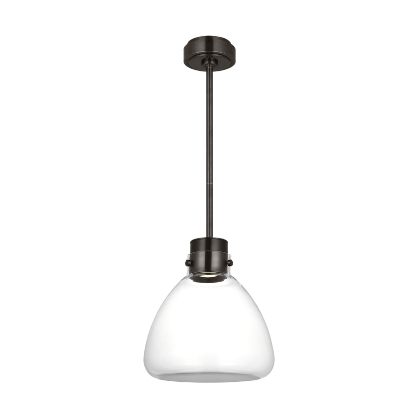 Morgan 12-inch LED Pendant Light Bronze Brass Clear Smoked Glass by Visual & Comfort & Co