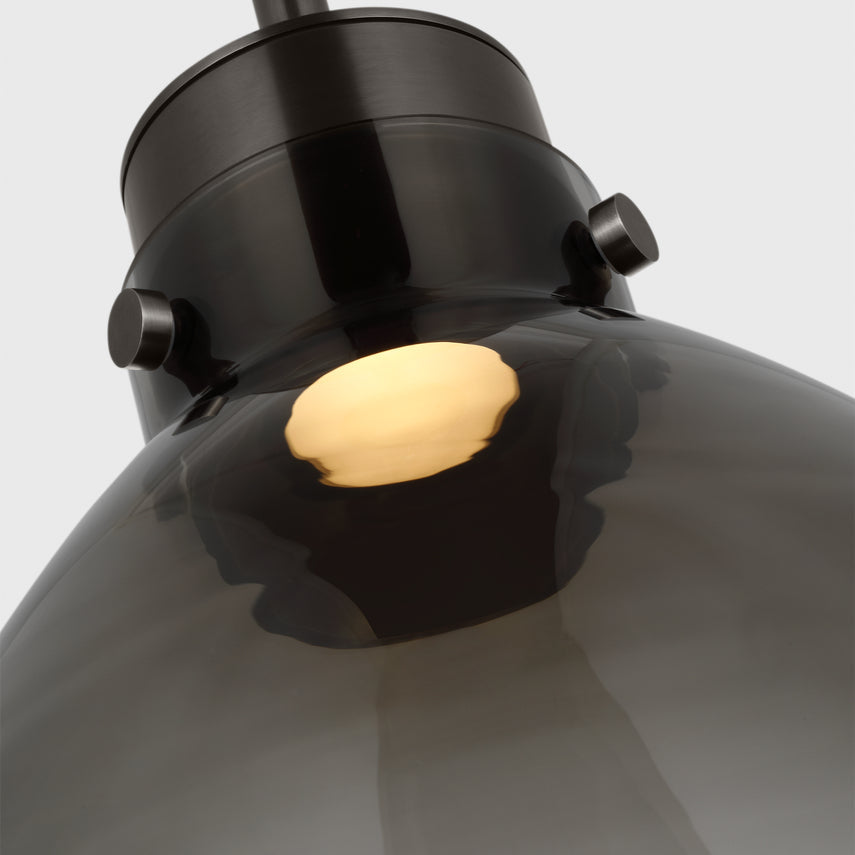 Morgan 12-inch LED Pendant Light Bronze Brass Clear Smoked Glass by Visual & Comfort & Co