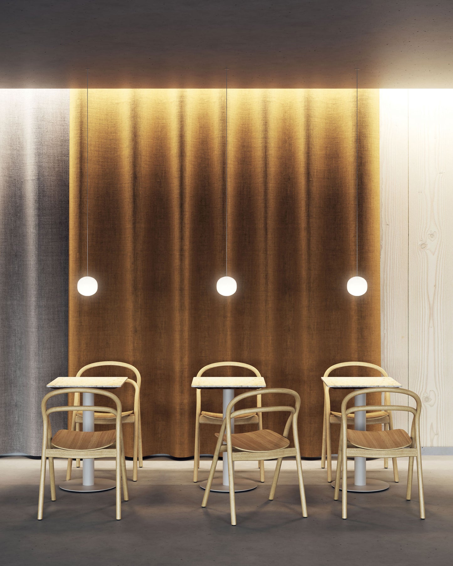 Lodes Volum Cluster modern pendant installed above dining table