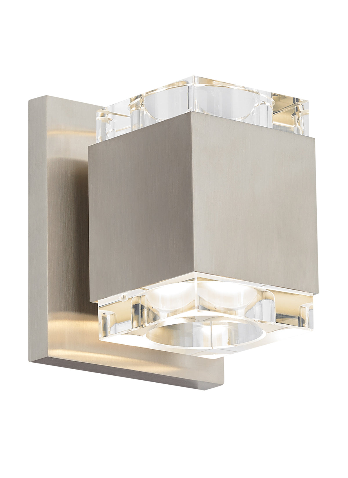 Voto Wall Square sconce by Sean Lavin in Satin Nickel on a white background, Visual Comfort 700WSVOTSCS