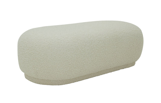 Divani Casa Kael Contemporary White Sherpa Ottoman