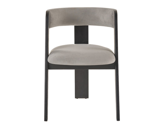 Modrest Washington Modern Grey Fabric and Ebony Oak Dining Chair Set of 2