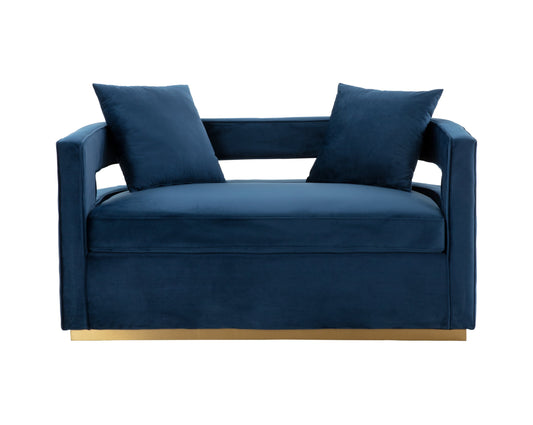 Modrest Wells Modern Blue Velvet Loveseat