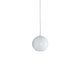 White Innermost Boule minimalist spherical spotlight, versatile ceiling light for bedroom ambiance or hotel guest rooms.