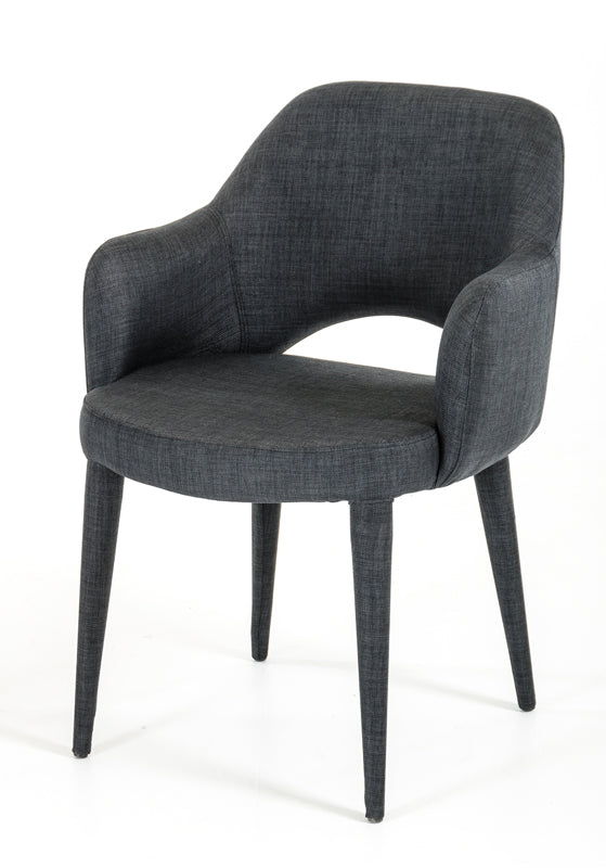 Modrest Williamette Mid-Century Dark Grey Fabric Dining Chair