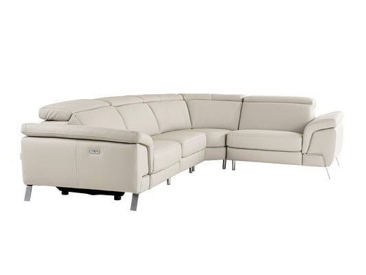 Lamod Italia Wonder Italian Modern Grey Leather Sectional Sofa with Recliners