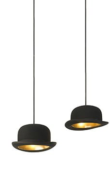 Innermost Jeeves pendant light by Jake Phipps – with a Wooster top hat