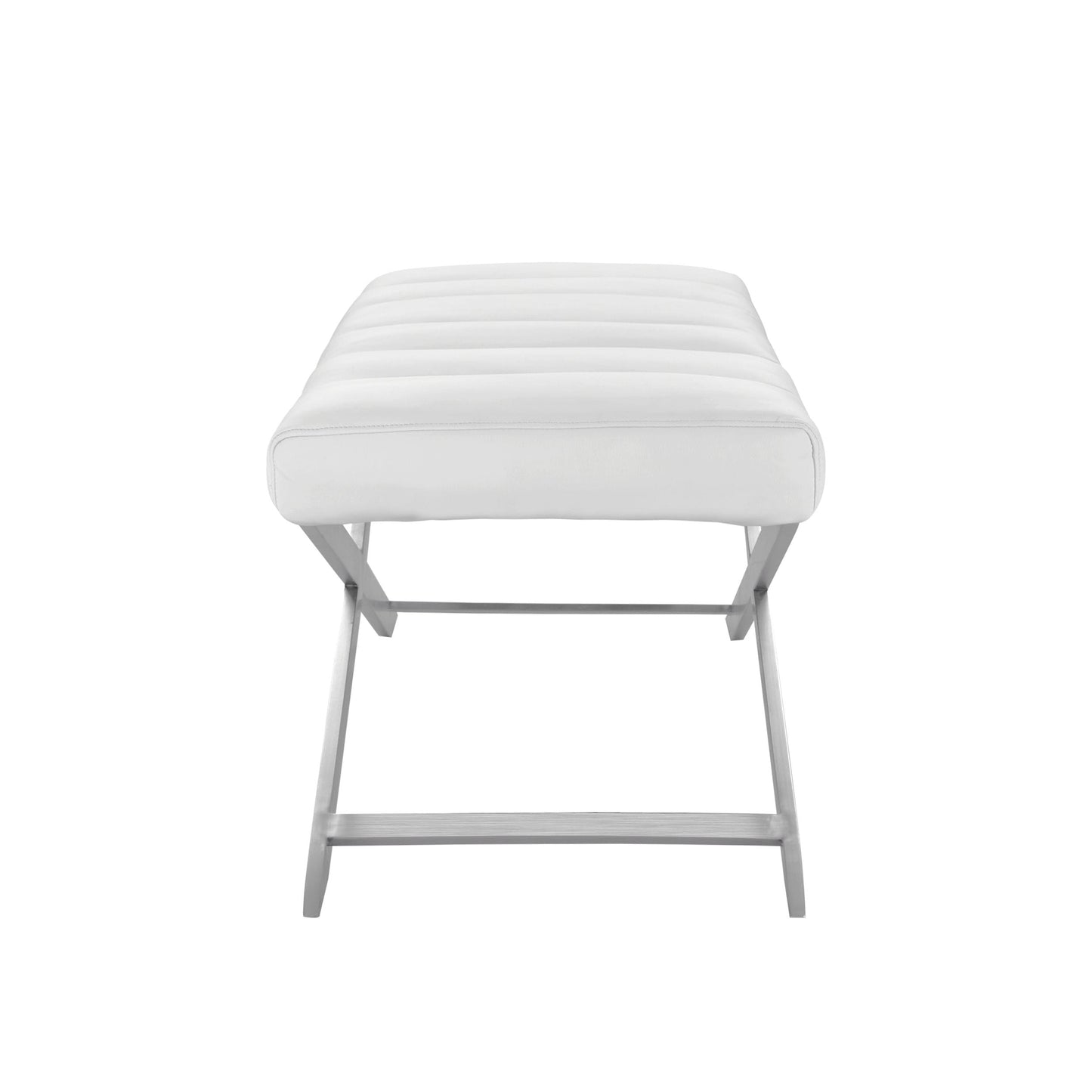 Modrest Xane Contemporary White and Brushed Stainless Steel Bench