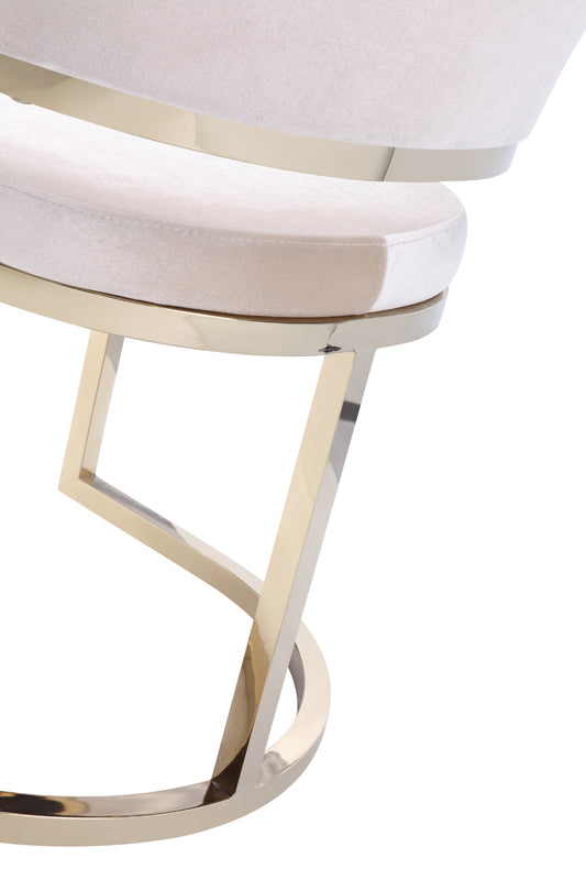 Modrest Tulsa Modern Cream Velvet and Gold Dining Chair