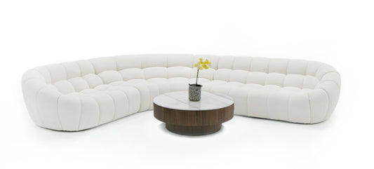 Divani Casa Yolonda Off-White Fabric Sectional Sofa