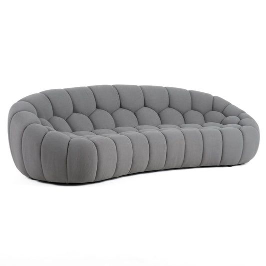 Divani Casa Yolonda Modern Curved Light Grey Fabric Sofa