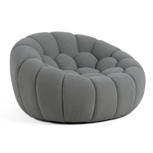 Divani Casa Yolonda Modern Curved Light Grey Fabric Chair