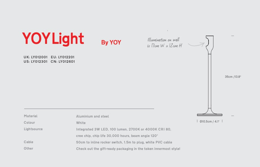 Unique Yoy LED lamp with integrated Cree chip, creating a projected lampshade illusion for space-saving decor.