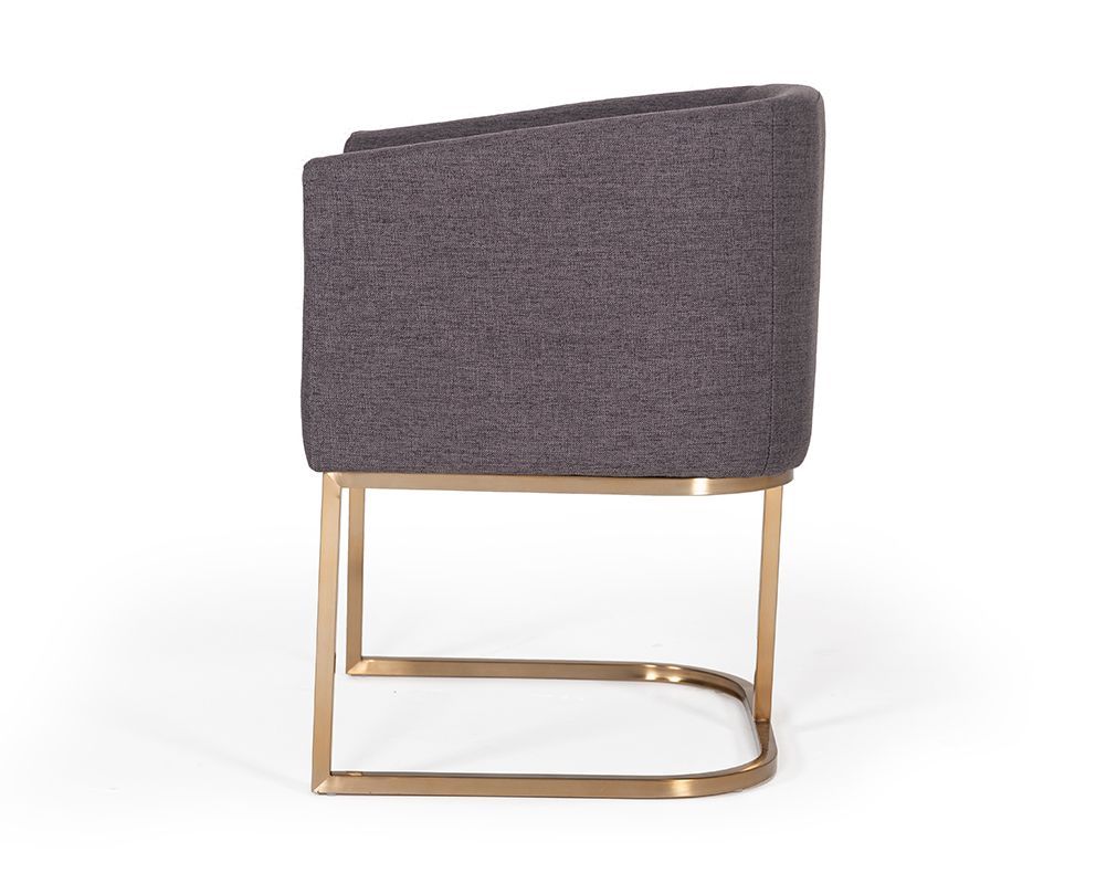 Modrest Yukon Modern Grey Fabric and Antique Brass Dining Chair