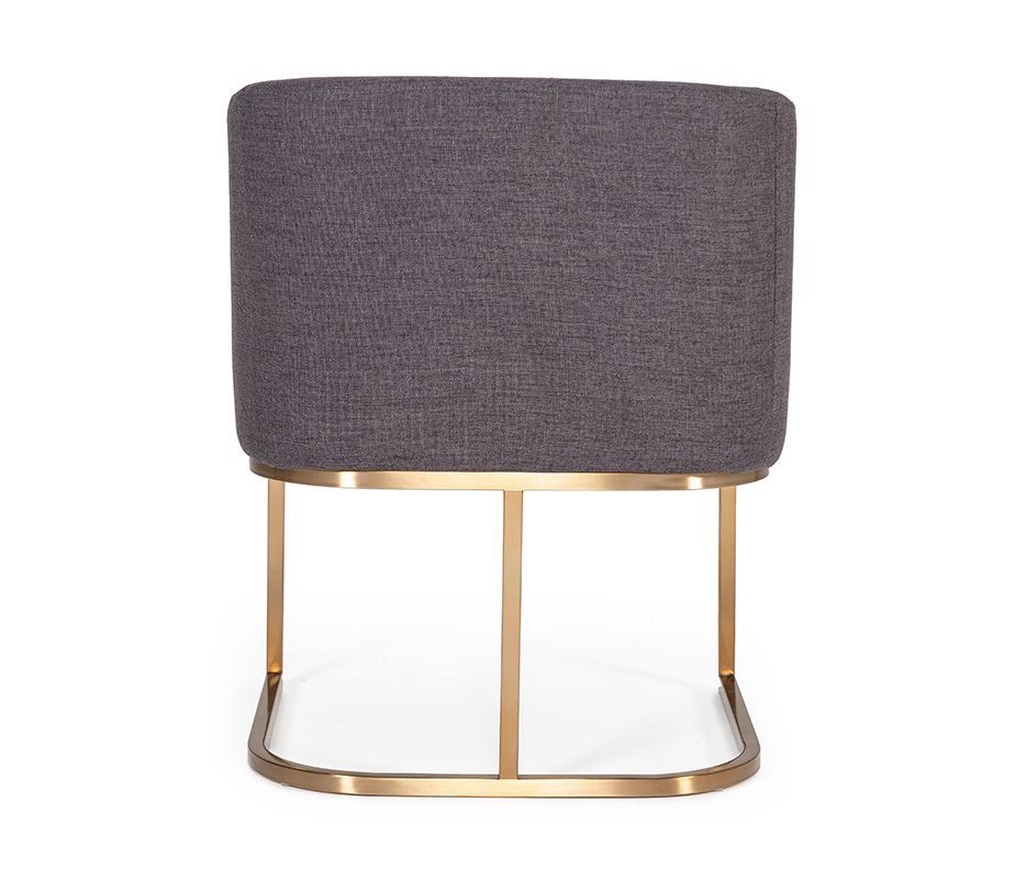 Modrest Yukon Modern Grey Fabric and Antique Brass Dining Chair