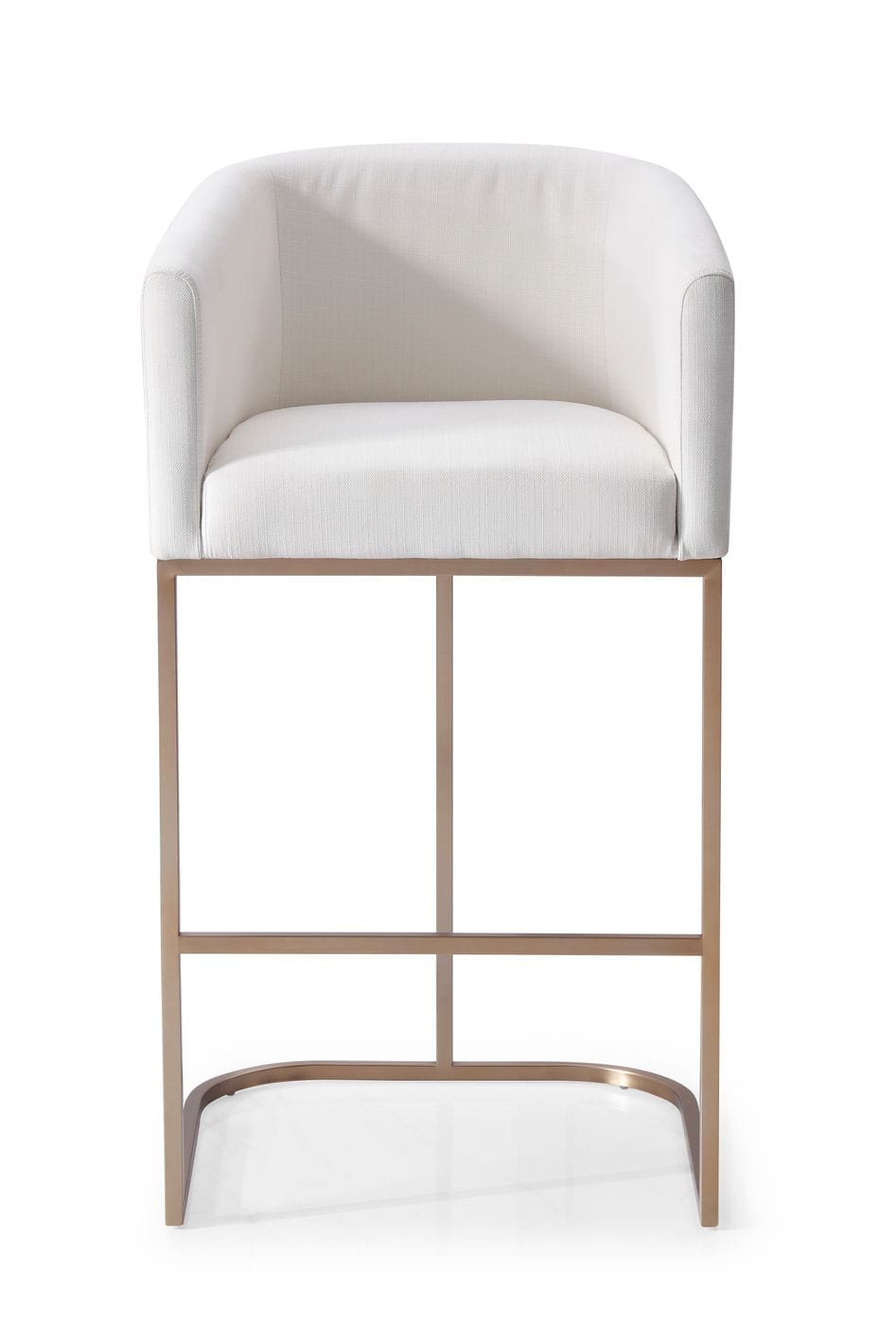 Modrest Yukon Modern White Fabric and Brushed Bronze Bar Chair