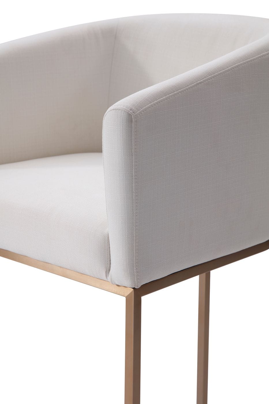 Modrest Yukon Modern White Fabric and Brushed Bronze Bar Chair