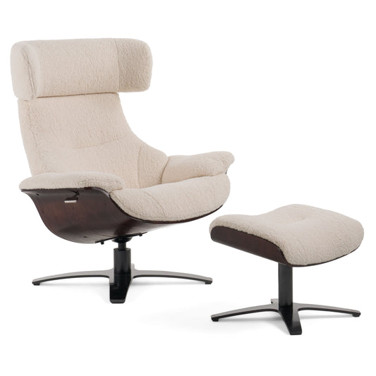 Modrest Zahara Modern Beige Lounge Chair and Ottoman