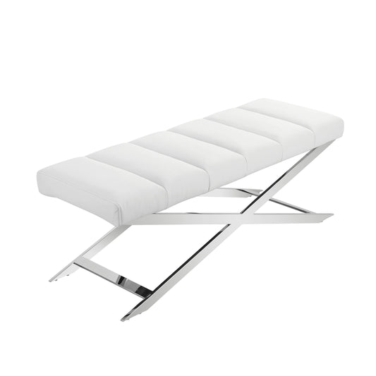 Modrest Xane Contemporary White Vegan Leather Bench