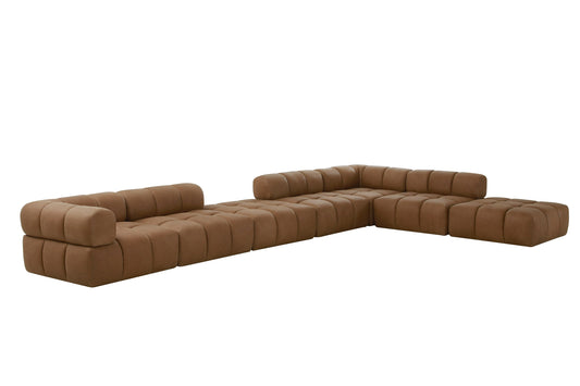 Divani Casa Everest Modern Brown Leather Ottoman