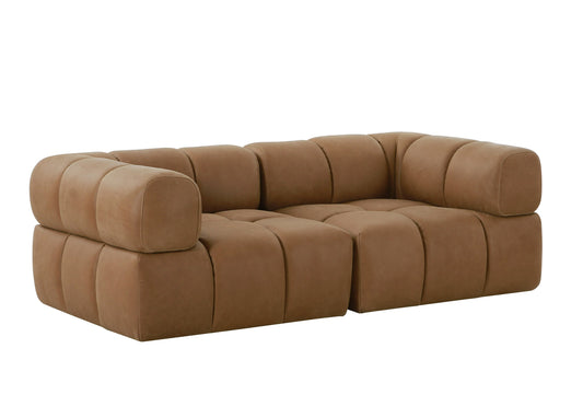 Divani Casa Everest Modern Brown Leather Modular Corner Sectional Seat