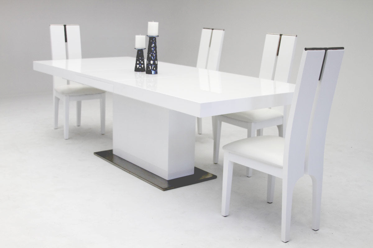 Zenith Modern White Extendable Dining Table